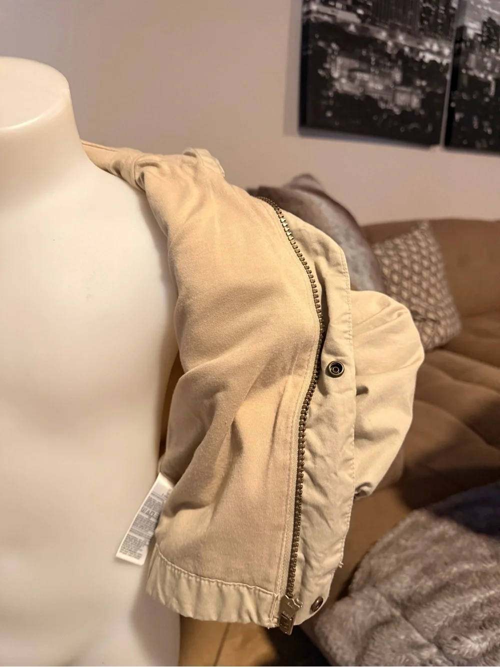 Old Navy Kids Hooded Utility Jacket in Light Beige